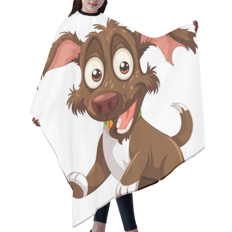 Personality  Cheerful Brown Dog With Big Floppy Ears Hair Cutting Cape