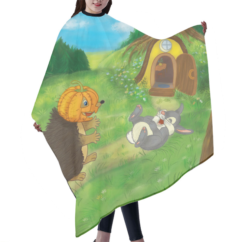 Personality   Hedgehog And Bunny On A Halloween /  Hedgehog And Rabbit On A Halloween Hair Cutting Cape