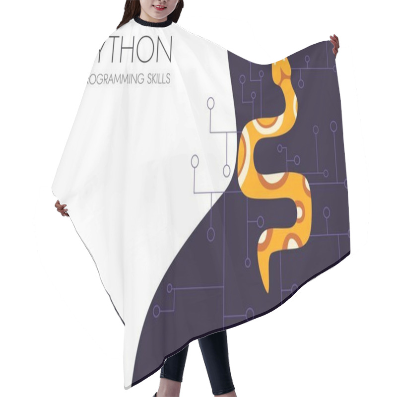 Personality  Python Code Language Sign. Programming Coding And Developing Concept. Hair Cutting Cape