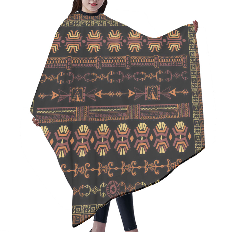 Personality  Set Of Ancient American Indian Borders Hair Cutting Cape