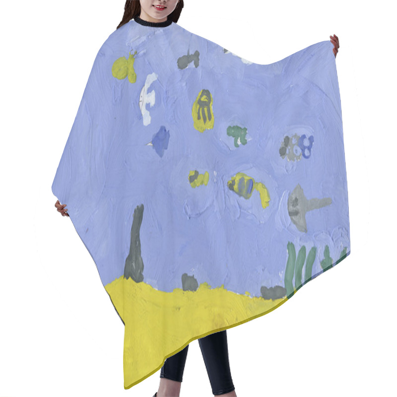 Personality  Tropical Fishes In Blue Sea Water Hair Cutting Cape