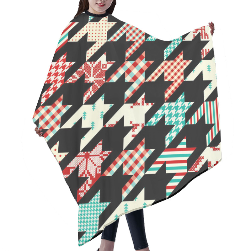 Personality  Patchwork Textile Pattern. Seamless Quilting Design Background. Hair Cutting Cape