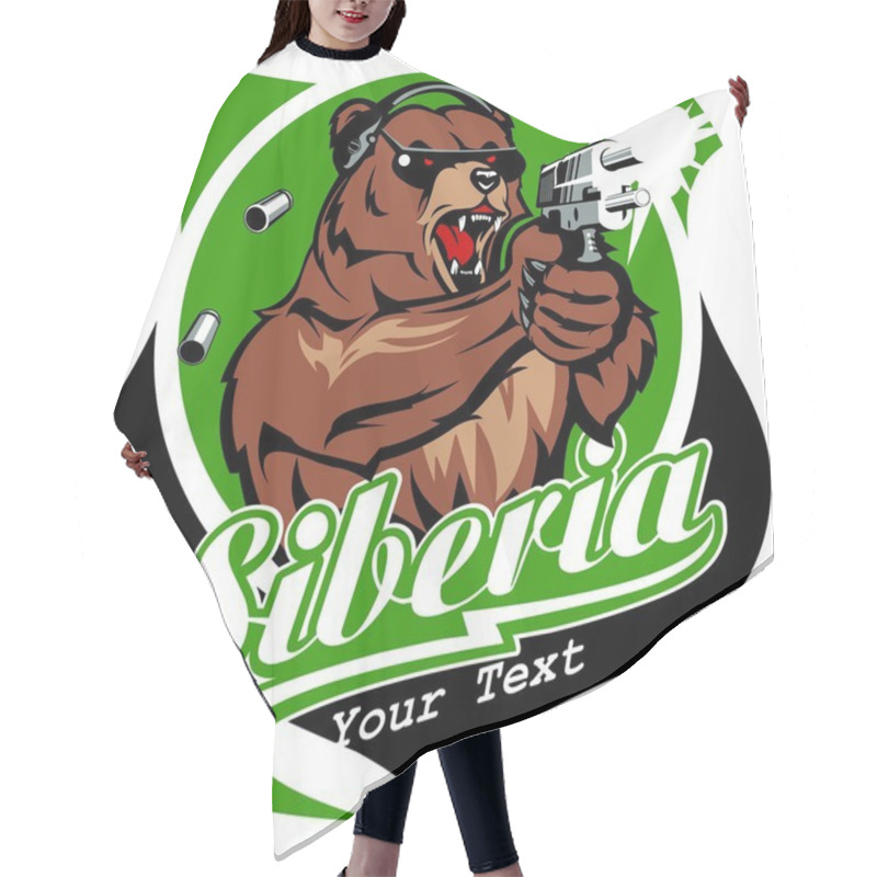 Personality  Angry Bear With Gun Hair Cutting Cape