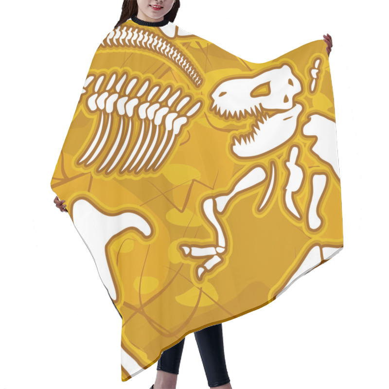 Personality  Dinosaur Bones Seamless Background. Pattern Of Skeleton Of Ancie Hair Cutting Cape