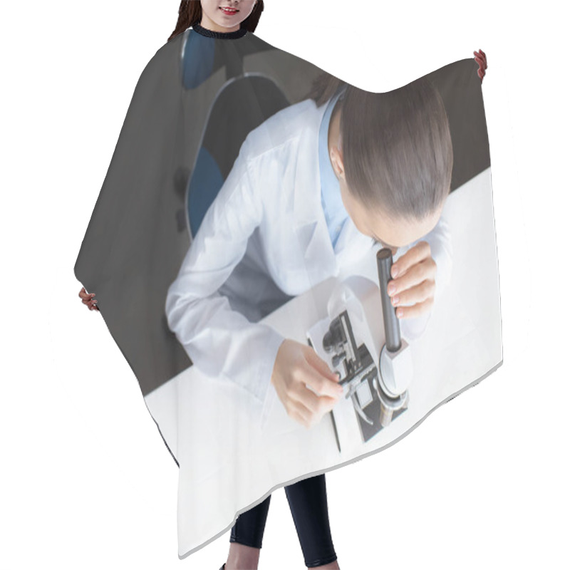 Personality  Scientist Working With Microscope Hair Cutting Cape