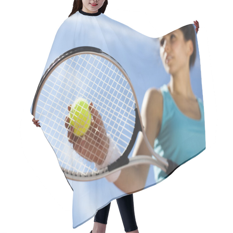 Personality  Young Woman Playing Tennis Hair Cutting Cape