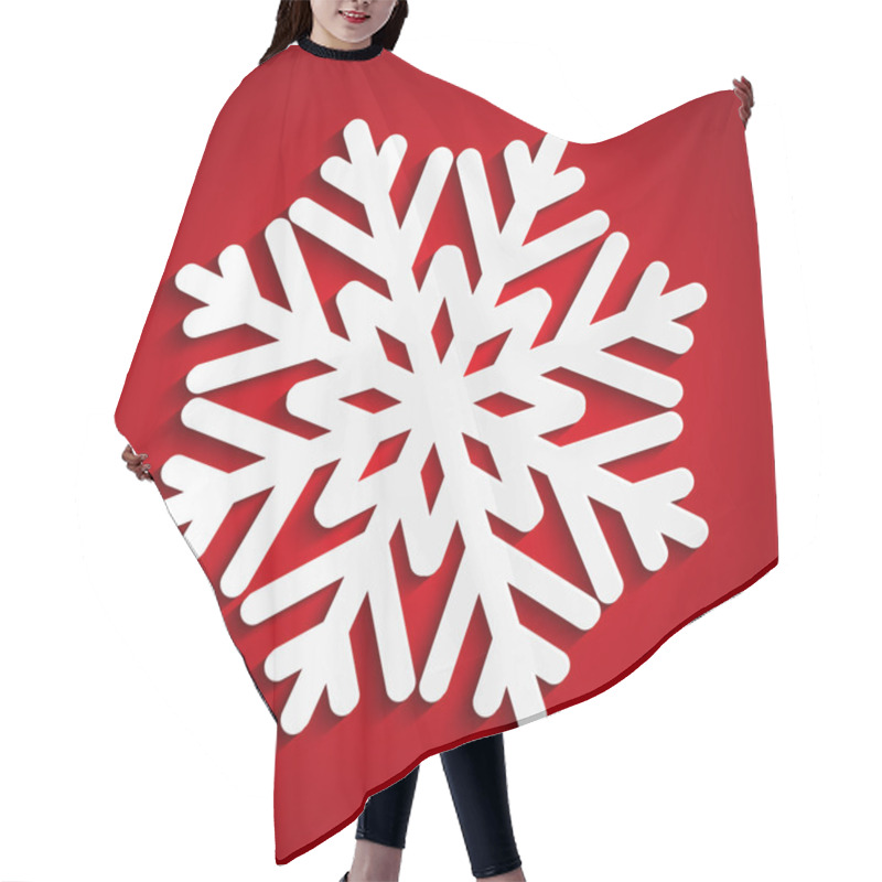 Personality  Paper Christmas Snowflake On Red Hair Cutting Cape