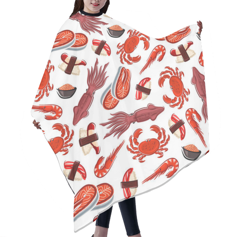 Personality  Seafood Dishes Seamless Pattern Background Hair Cutting Cape