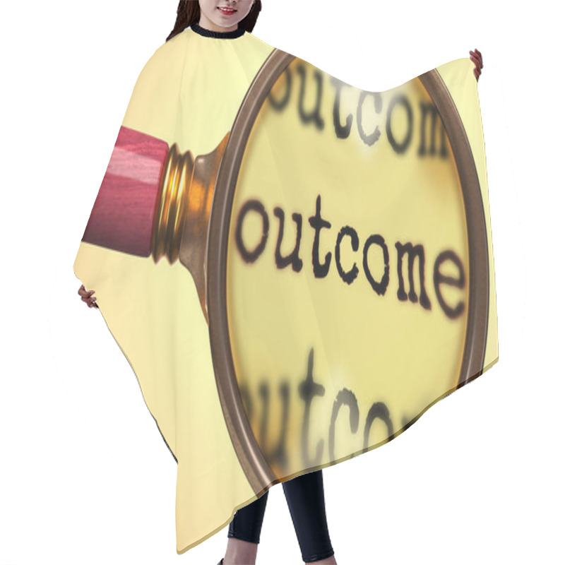 Personality  Examine And Study Outcome, Showed As A Magnify Glass And Word Outcome To Symbolize Process Of Analyzing, Exploring, Learning And Taking A Closer Look At Outcome, 3d Illustration Hair Cutting Cape