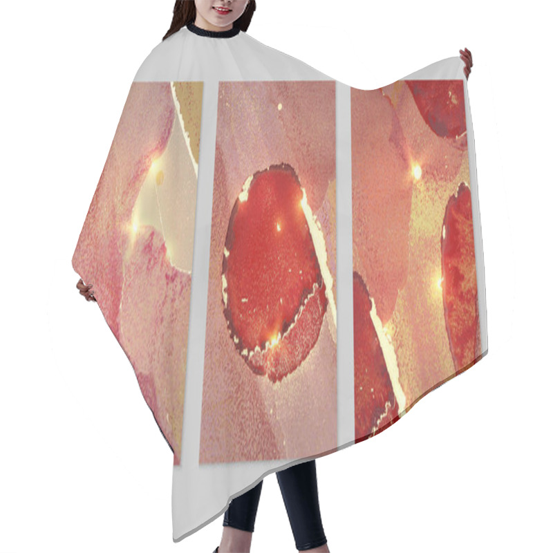 Personality  Light Red And Gold Pattern With Texture Of Geode And Sparkles Hair Cutting Cape