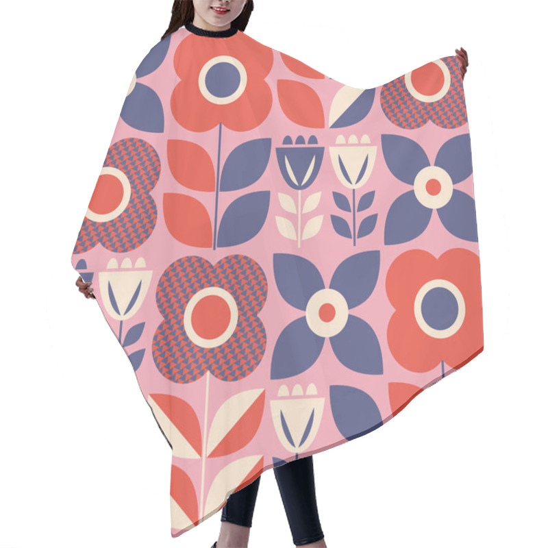 Personality  Seamless Pattern With Floral Elements In Retro Scandinavian Style Hair Cutting Cape