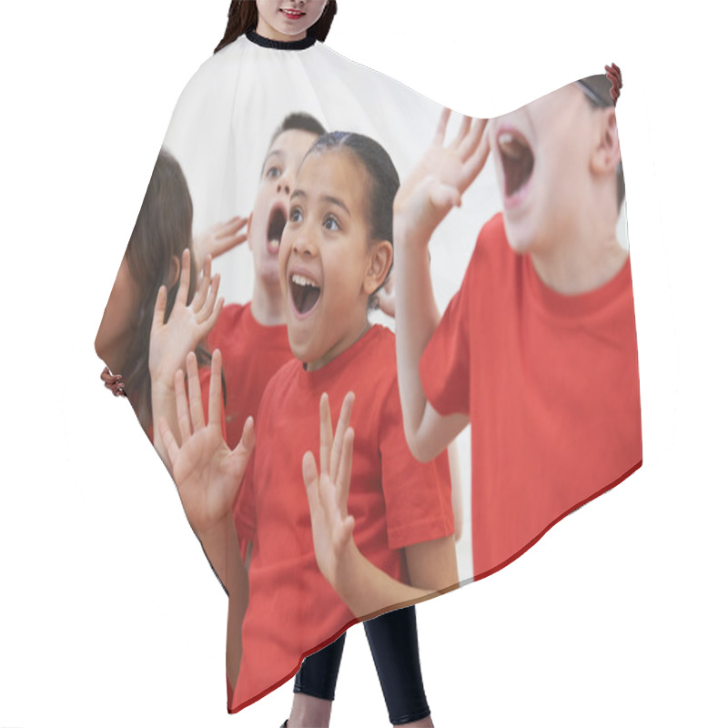 Personality  Group Of Children Enjoying Drama Class Together Hair Cutting Cape