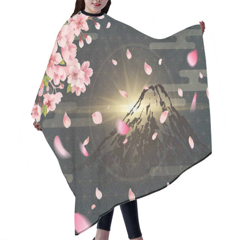 Personality  Fuji Mountain And Cherry Blossoms At Night Hair Cutting Cape