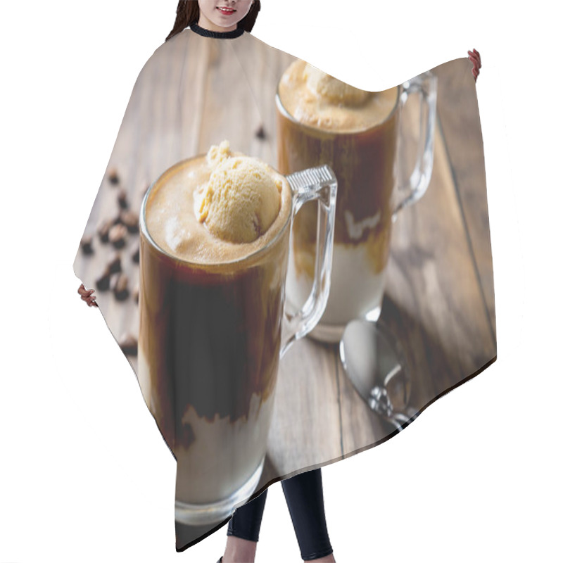 Personality  Affogato Coffee On A Rustic Wooden Table Hair Cutting Cape