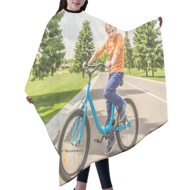 Personality  Boy Riding Bicycle Hair Cutting Cape