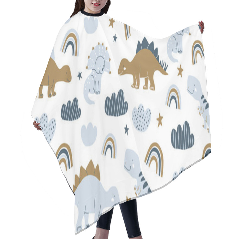 Personality  Scandinavian Dino Dinosaur Seamless Pattern Hair Cutting Cape