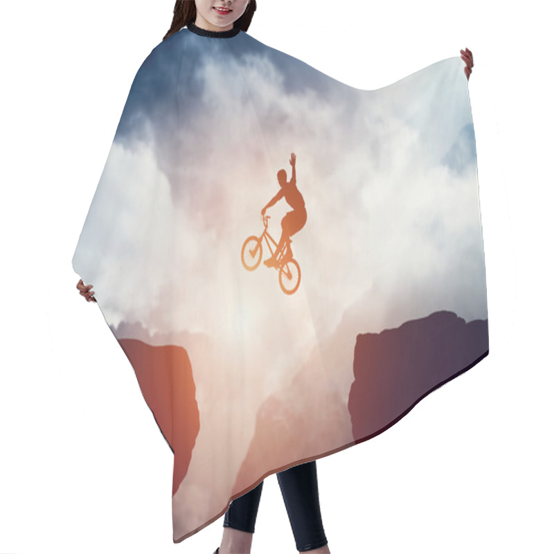 Personality  Man Jumping On Bmx Bike Hair Cutting Cape