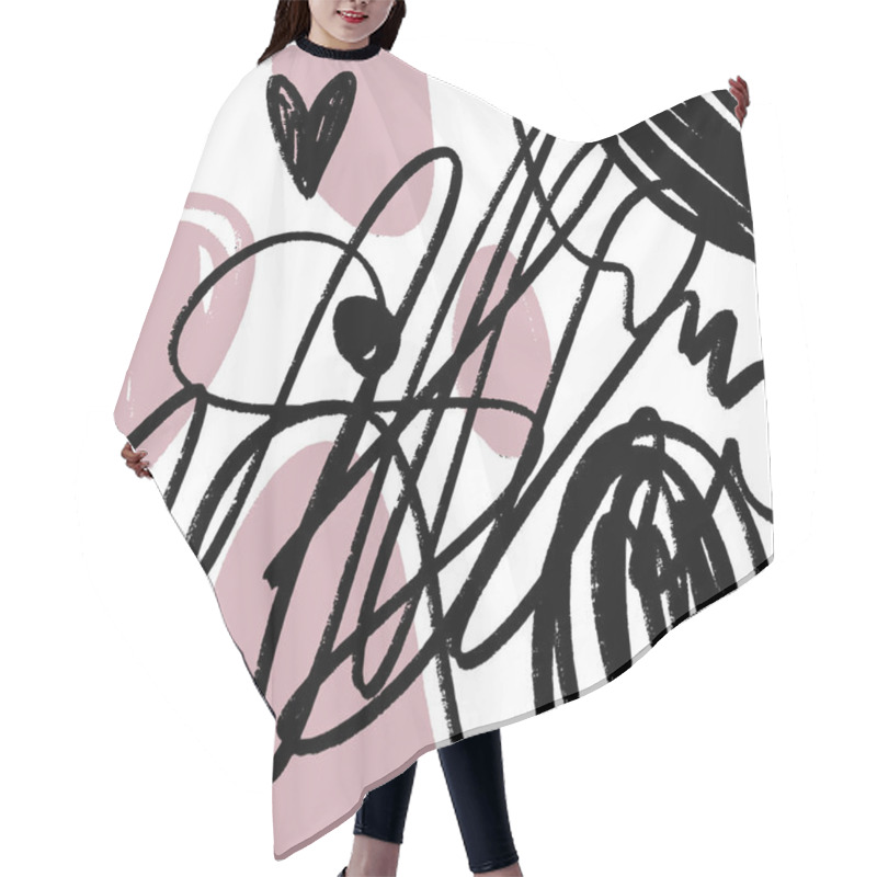 Personality  Abstract Pastel Hand Drawn Brush Stroke Simple Shapes Pattern Texture. Scandinavian Stylish Poster Or For Clothes, Cards, Wrapping Paper And Other. EPS Hair Cutting Cape