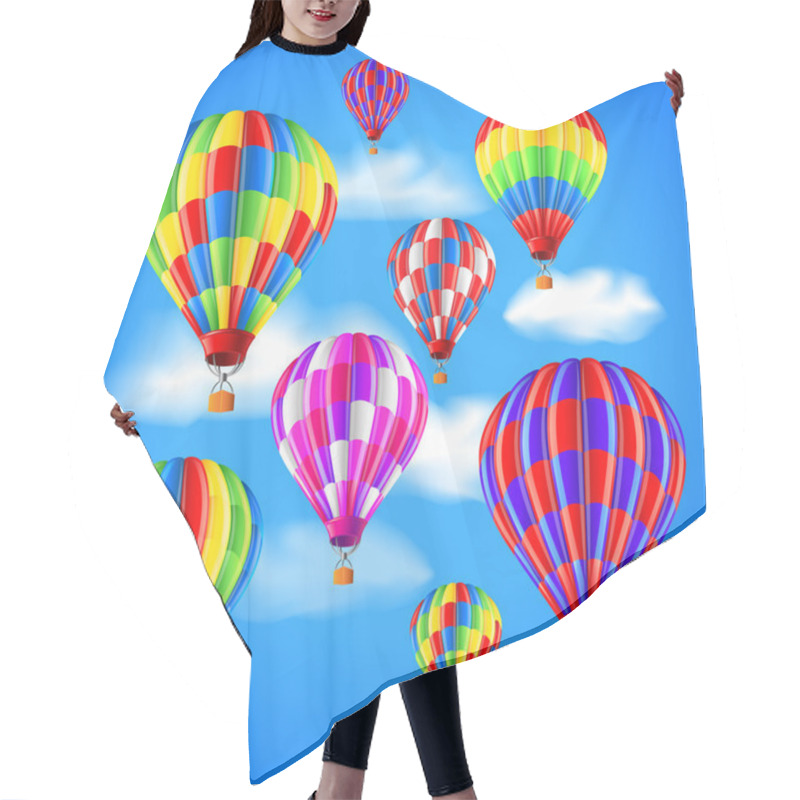 Personality  Hot Air Balloons In The Sky Vector Background Hair Cutting Cape