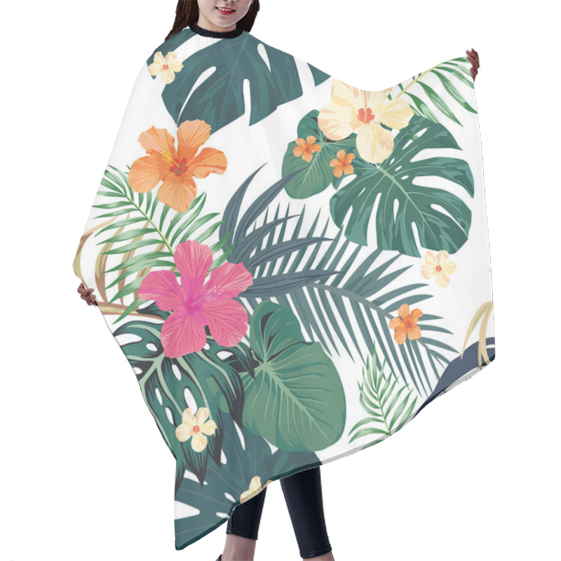 Personality  Tropical Pattern Seamless White Background Hair Cutting Cape