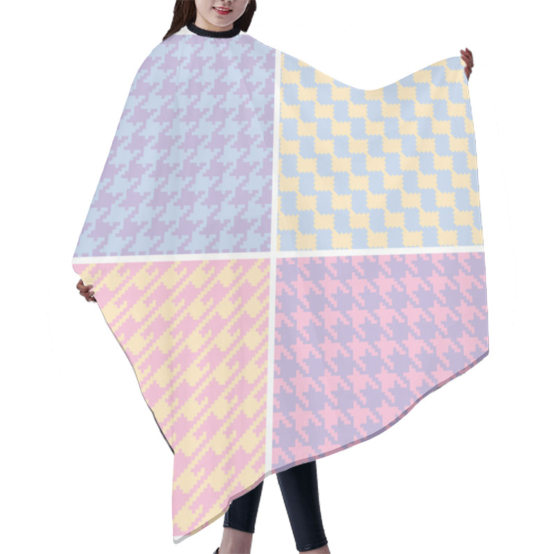 Personality  Pixel Houndstooth Patterns In Pastels Hair Cutting Cape