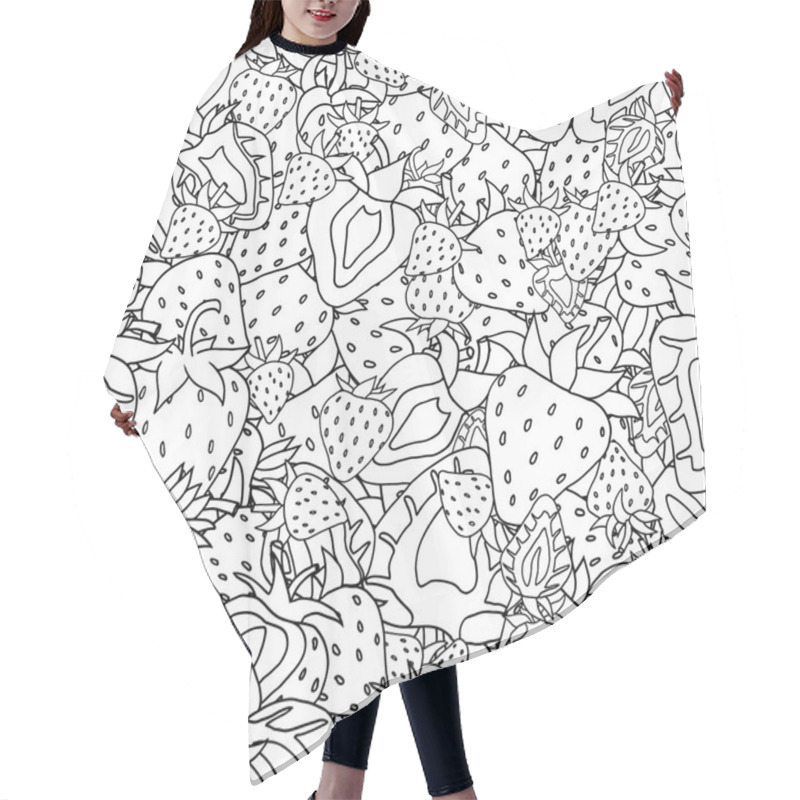 Personality  Seamless Pattern Set Of Monochrome Strawberries Hair Cutting Cape