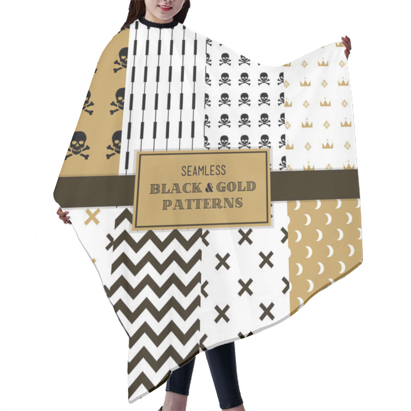 Personality  Seamless Black And Gold Patterns Hair Cutting Cape