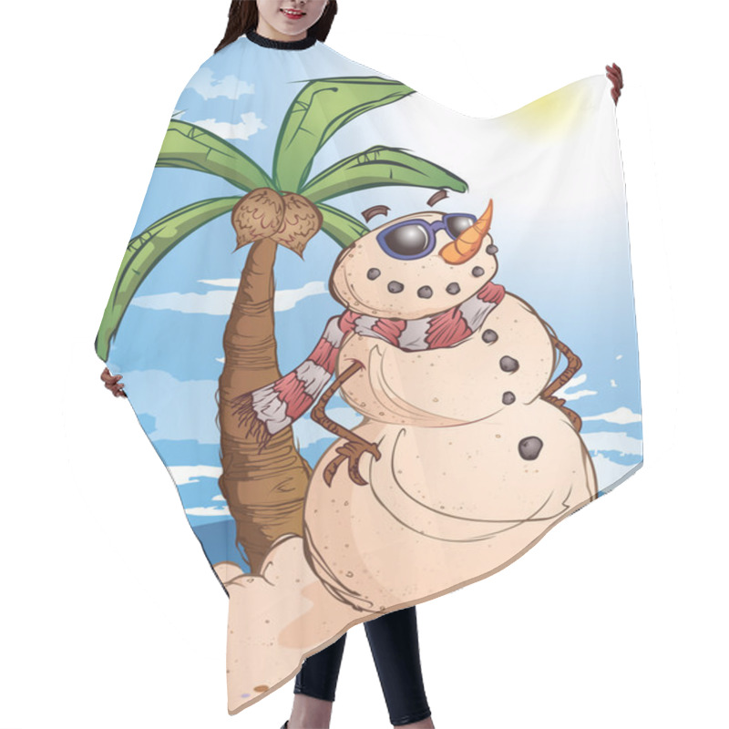 Personality  Sand Snowman At The Beach Hair Cutting Cape