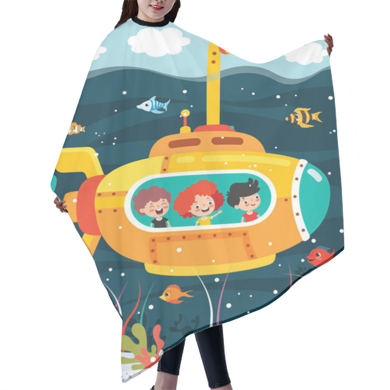 Personality  Cartoon Submarine Under The Sea Hair Cutting Cape