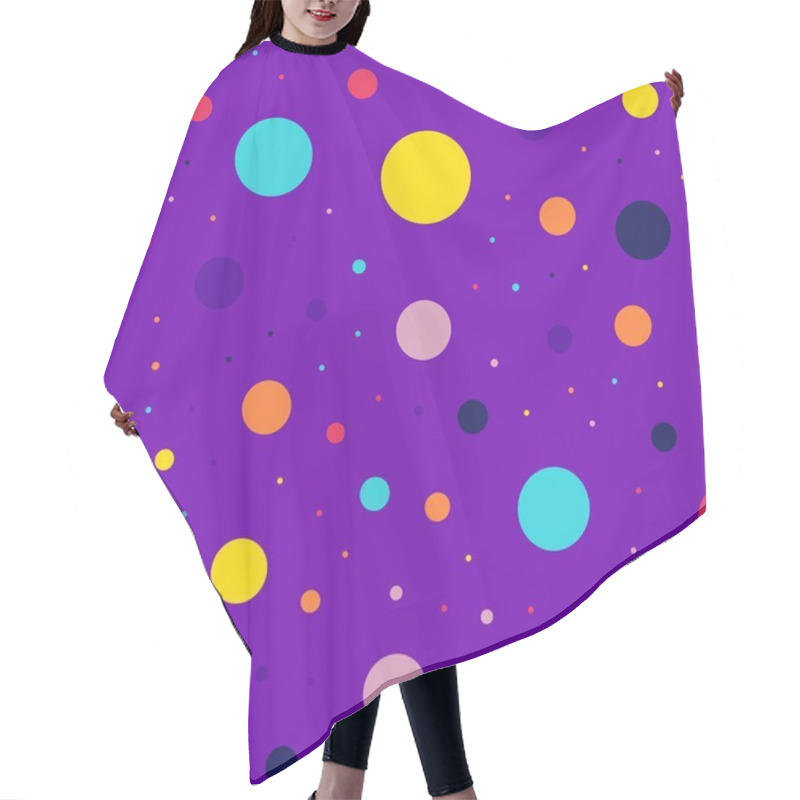 Personality  Memphis Style Polka Dots Seamless Pattern On Purple Background Incredible Modern Memphis Polka Dots Hair Cutting Cape