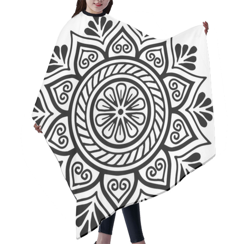 Personality  Mandala Pattern Black And White Good Mood Hair Cutting Cape