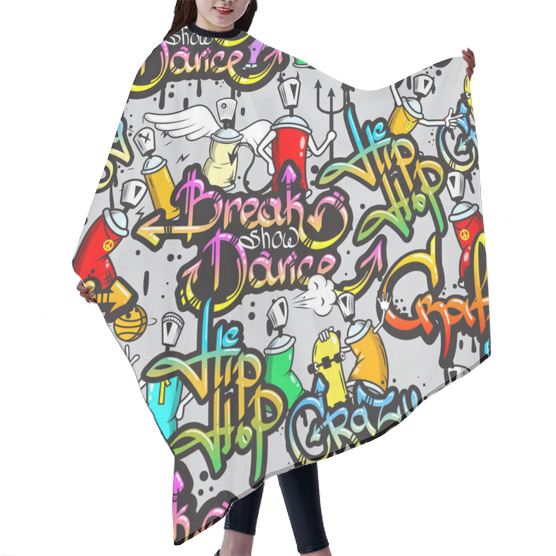 Personality  Graffiti Characters Seamless Pattern Hair Cutting Cape