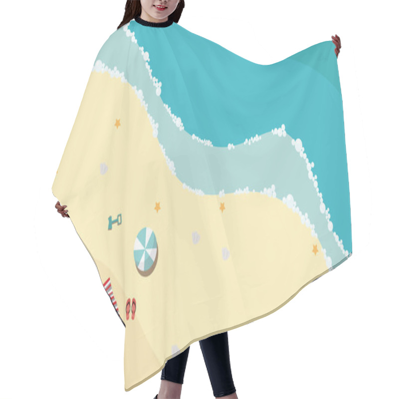 Personality  Summer Beach In Flat Design Hair Cutting Cape