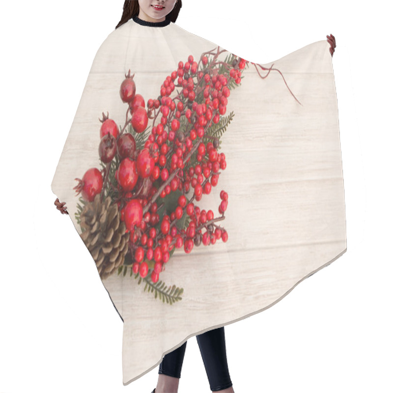 Personality  Red Fruits On The Branches Christmas For Decoration Hair Cutting Cape