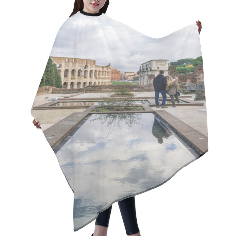 Personality  ROME, ITALY - APRIL 10, 2020: Back View Of Man And Woman Standing Near Ancient Colosseum And Historical Buildings  Hair Cutting Cape