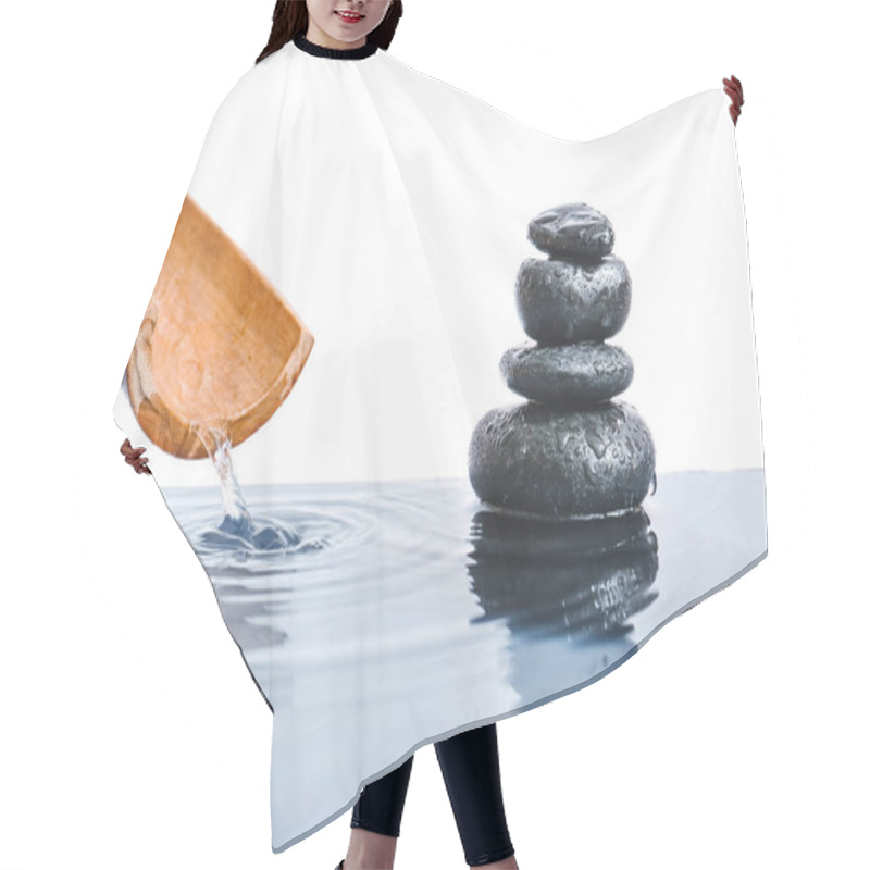 Personality  Stack Of Spa Stones In Water On White Background Hair Cutting Cape