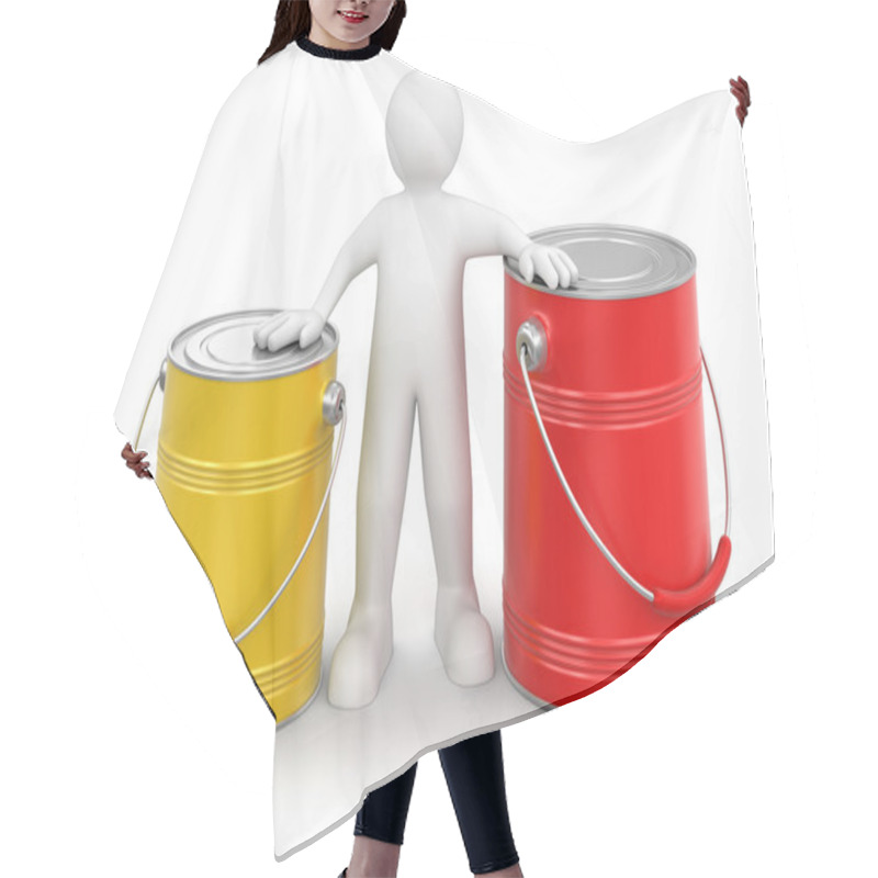 Personality  Man And Cans Of Paint Hair Cutting Cape