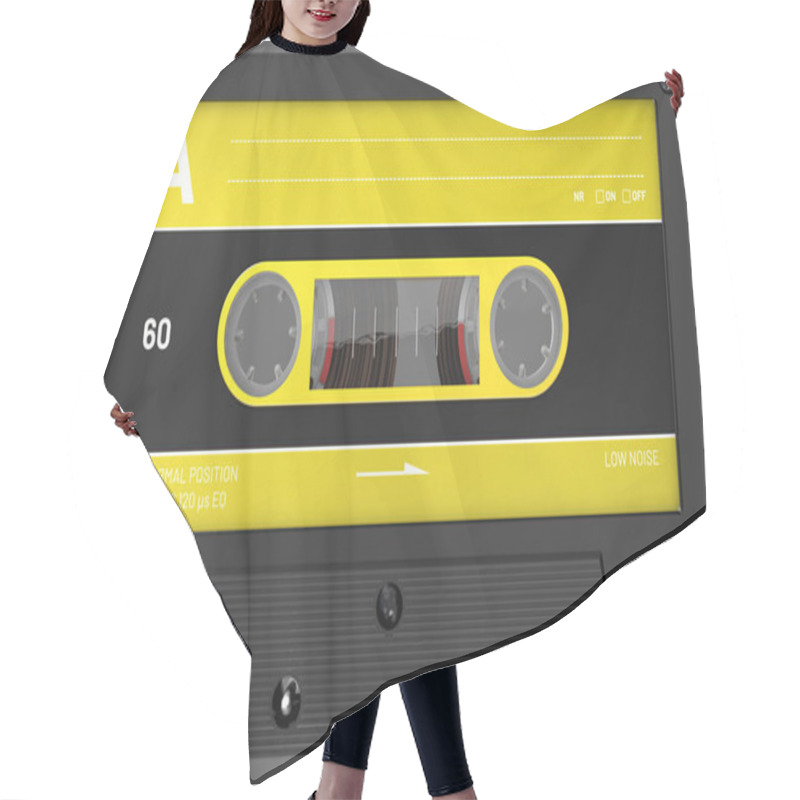 Personality  3d Illustration Of An Yellow And Black Audio Cassette With Sticker And Label Hair Cutting Cape