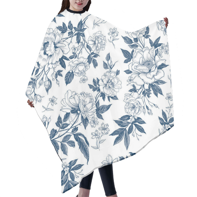 Personality  Seamless Decorative Graphic Elegant Floral Pattern Hair Cutting Cape