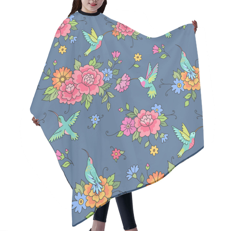 Personality  Hummingbirds Fly Among Flowers Hair Cutting Cape