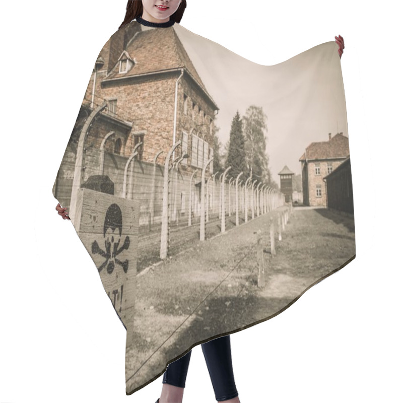 Personality  Electric Fence In Former Nazi Concentration Camp Auschwitz I, Poland Hair Cutting Cape