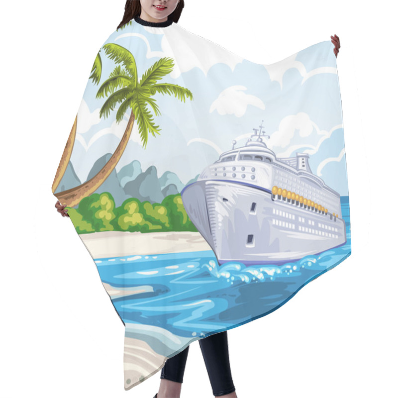 Personality  Cruise Liner On The Sea Hair Cutting Cape