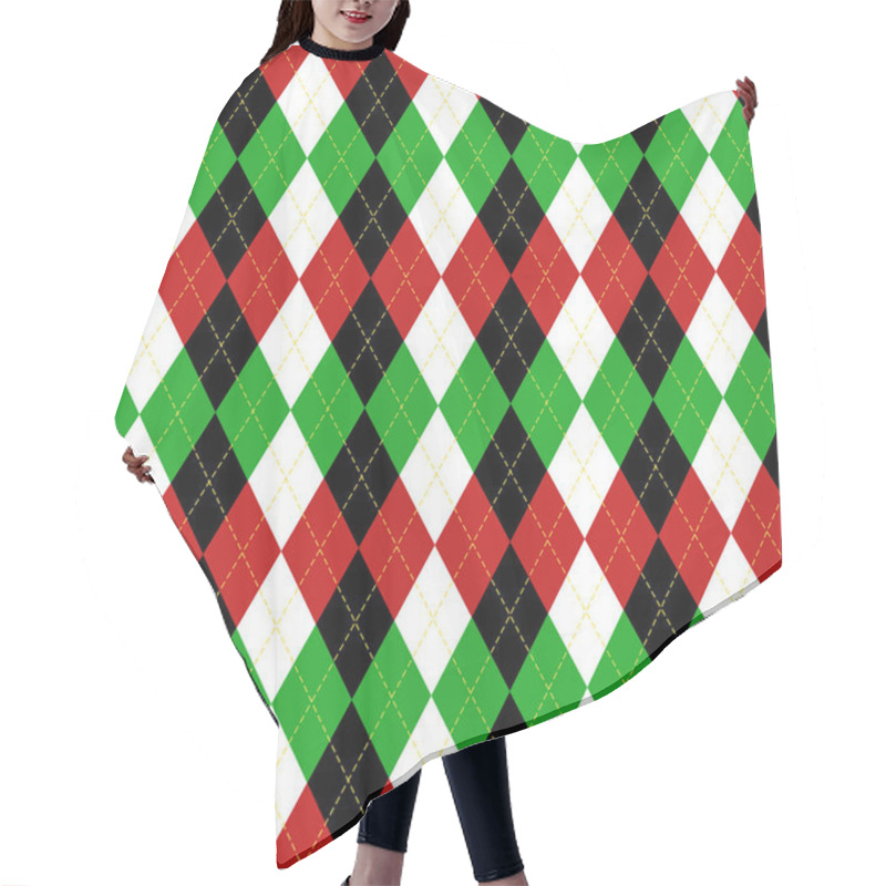 Personality  Christmas New Year Argyle. Pattern Scottish Cage Hair Cutting Cape