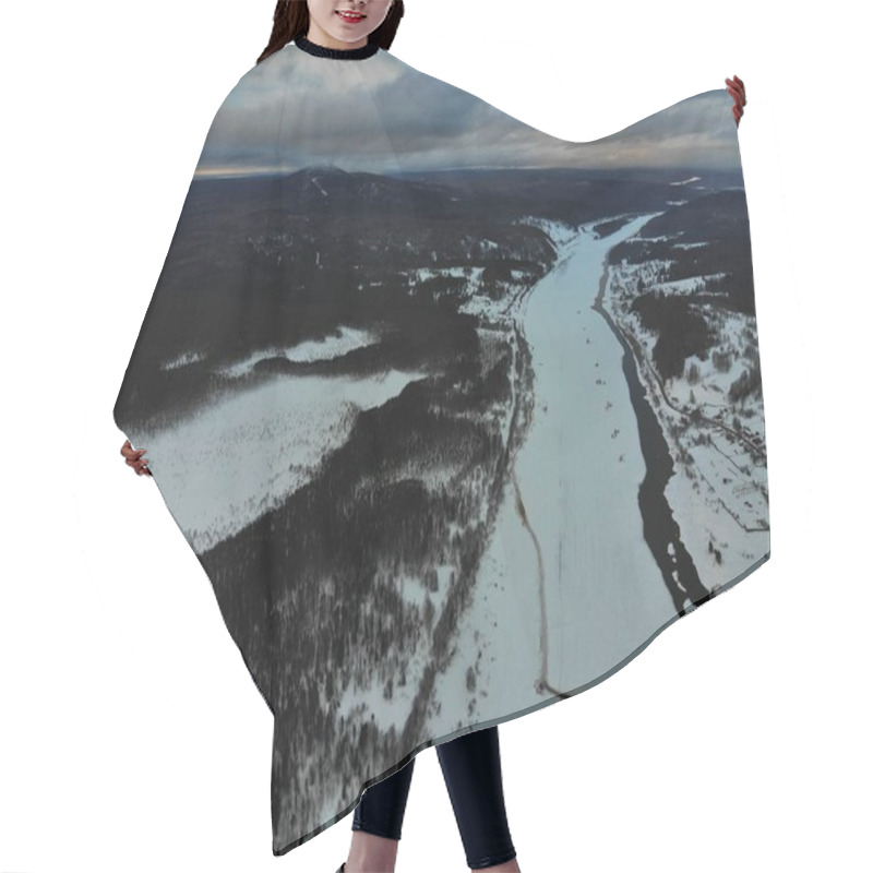 Personality  Aerial Landscape In Winter Season Hair Cutting Cape