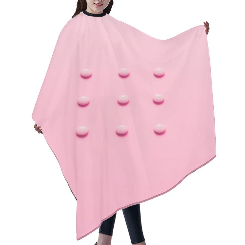 Personality  Top View Of Composed Pink Pills On Pink Surface Hair Cutting Cape