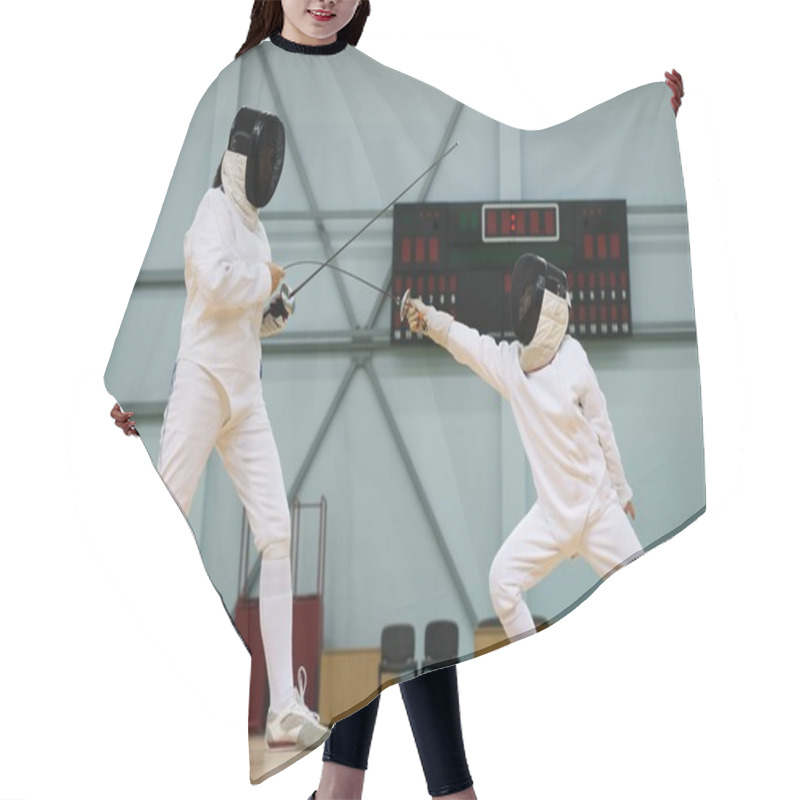 Personality  Little Girl Fencer And Her Trainer  Hair Cutting Cape