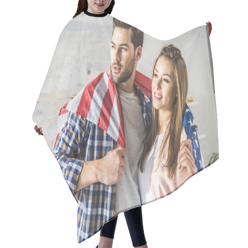 Personality  Couple Wrapped In American Flag Hair Cutting Cape