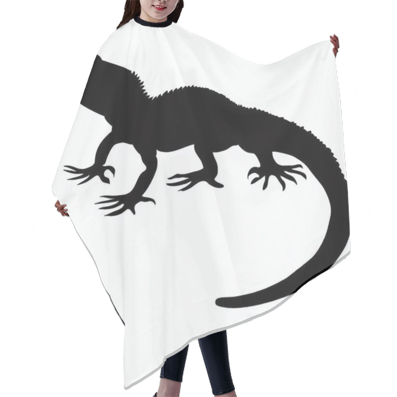 Personality  Vector Silhouette Of Lizard, Curious Lizard Illustration For Reptile And Nature Themes Hair Cutting Cape