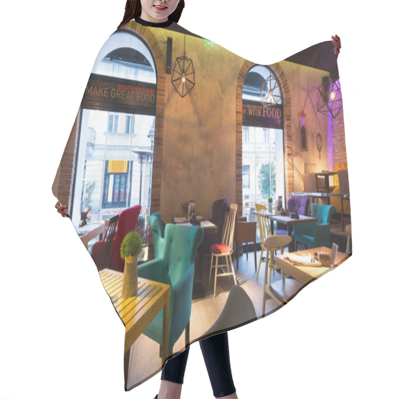 Personality  Interior Of A Modern Urban Restaurant Hair Cutting Cape