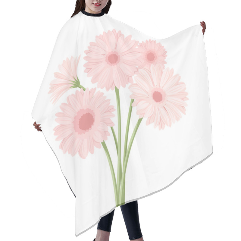 Personality  Bouquet Of Pink Gerbera Flowers. Vector Illustration. Hair Cutting Cape